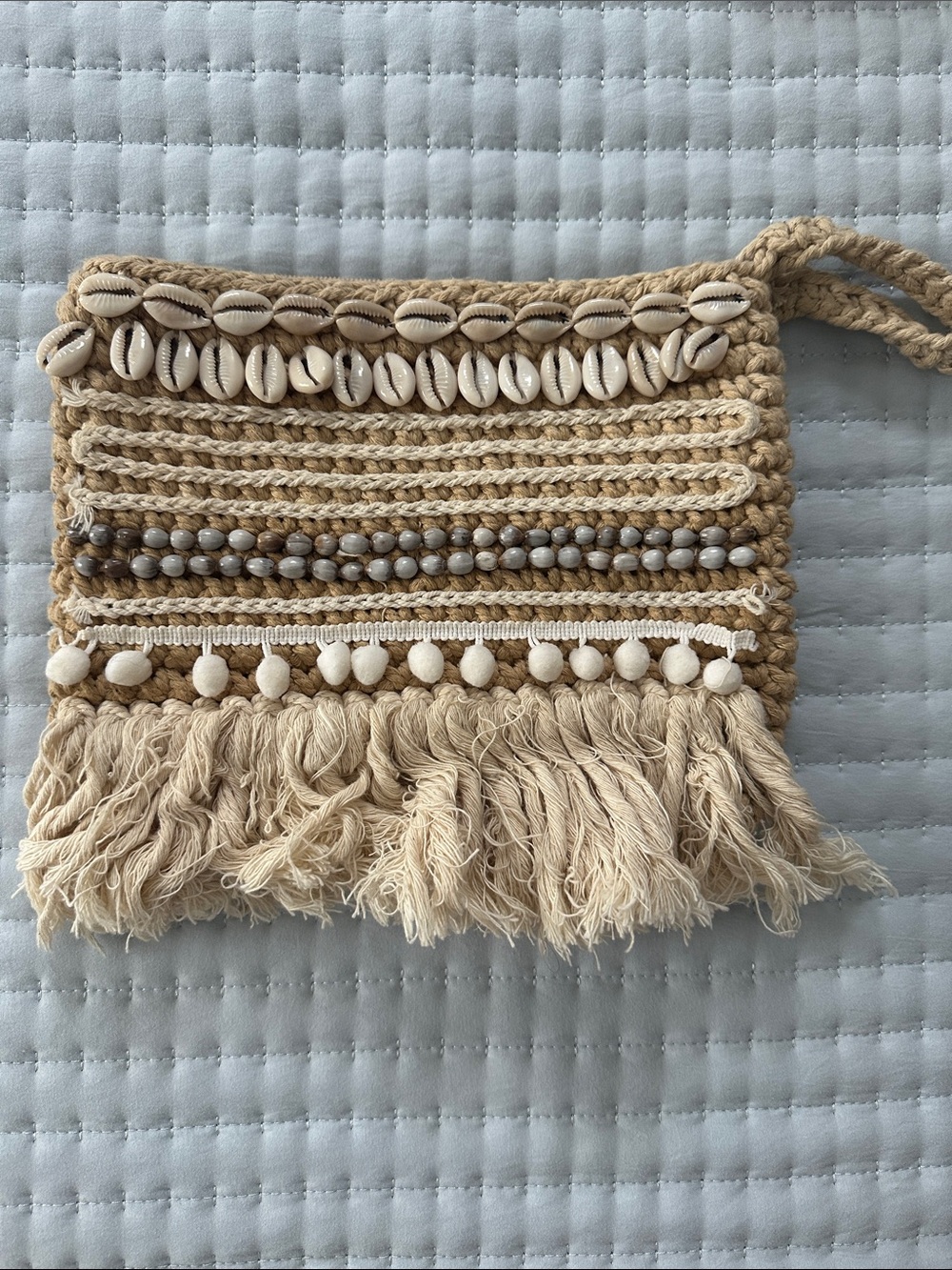 Boho Shell & Fringe Clutch